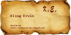 Kling Ervin névjegykártya