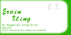 ervin kling business card